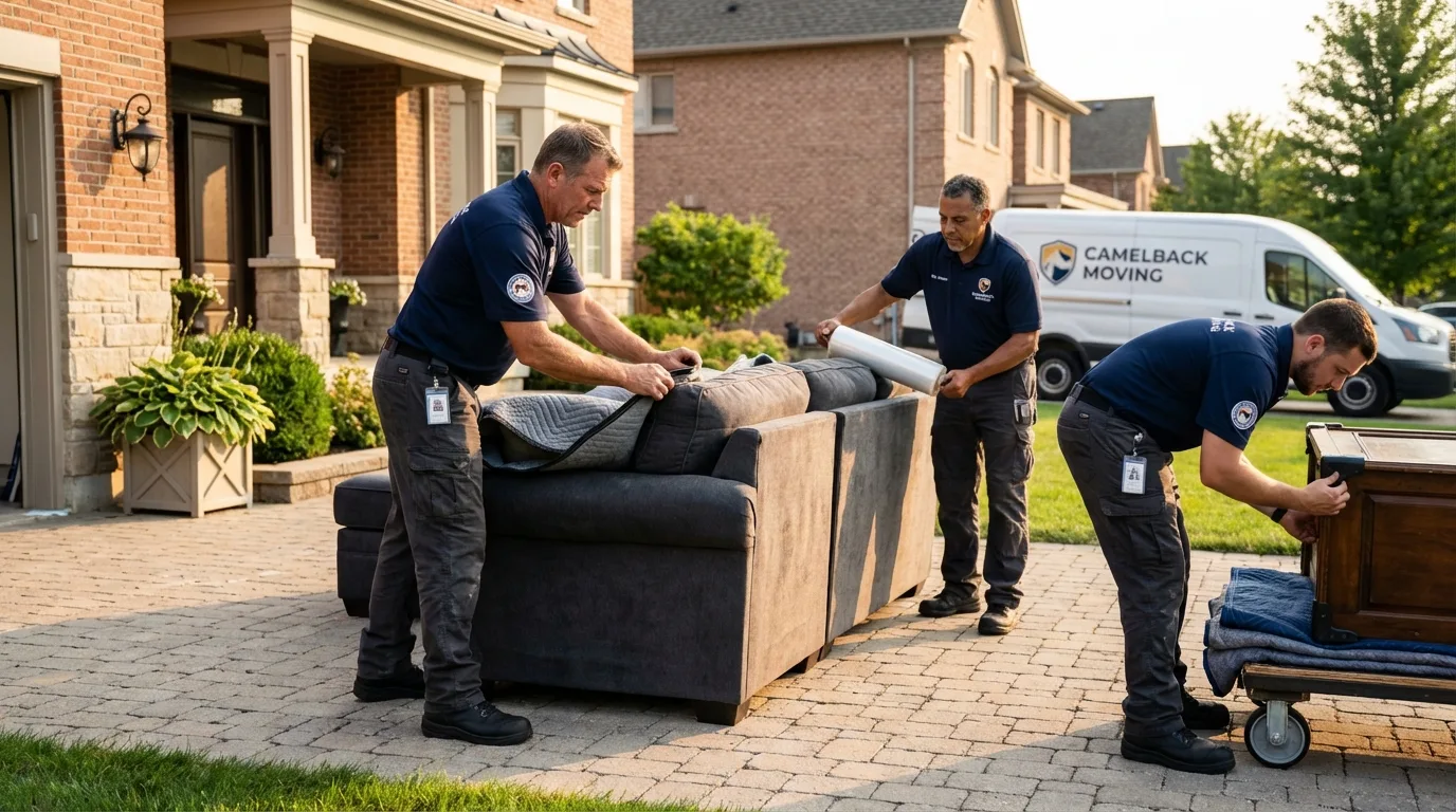 Large estate moving crew wrapping furniture in Breckenridge, MN