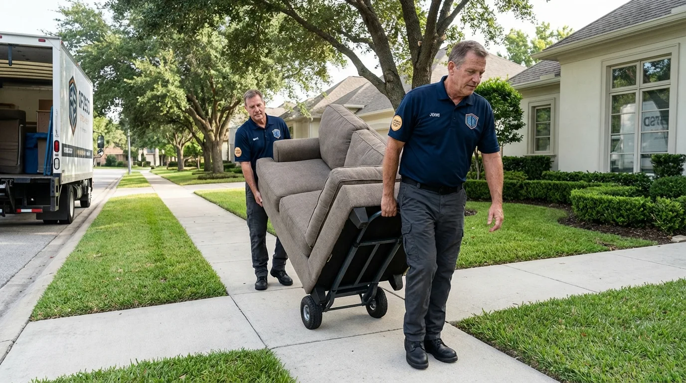 Local residential moving crew loading furniture in Breckenridge, MN