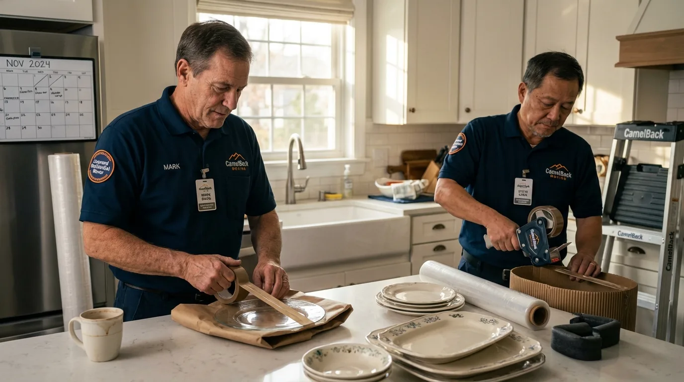 Professional crew packing kitchen dishware in Breckenridge, MN